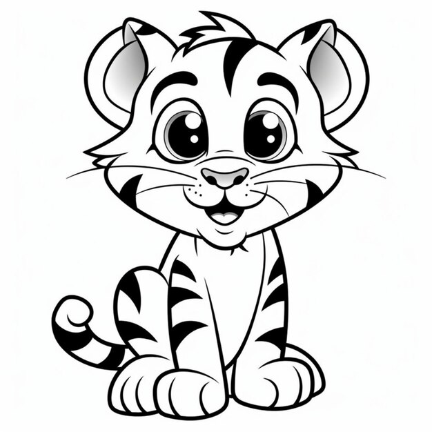 Desenho de Animais Para Colorir de Tigre - Adultos e Filhotes