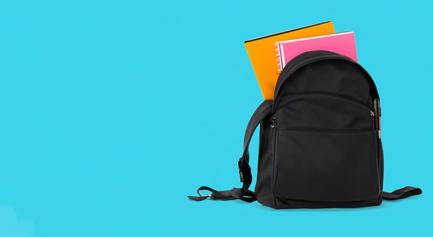 Foto livros em uma mochila escolar