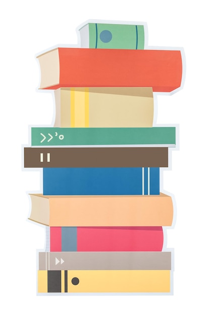 Livros empilhados adesivos png educação fundo transparente