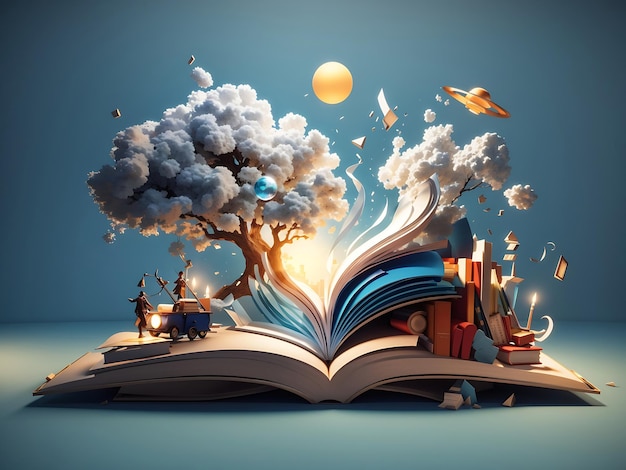 Livros imaginação 3d ilustração 3D render