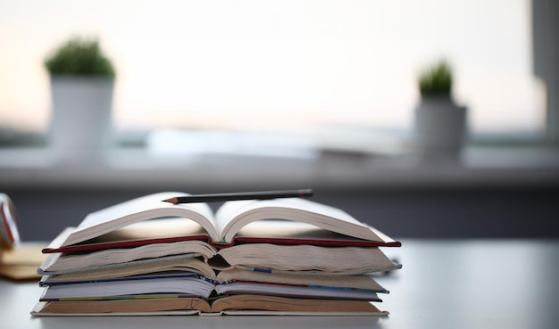 Foto livros sobre a mesa no escritório em casa