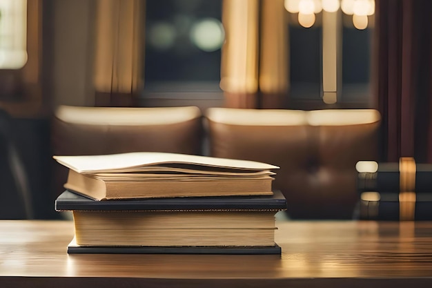 Foto livros sobre uma mesa em um quarto de hotel