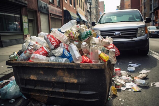 Foto lixeira na rua do brooklyn, em nova york