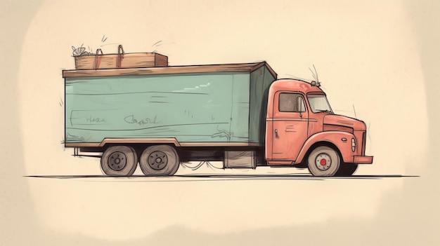 LKW im Stil von Oliver Jeffers