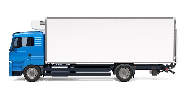 Foto lkw mit isothermer van-seitenansicht 3d-rendering