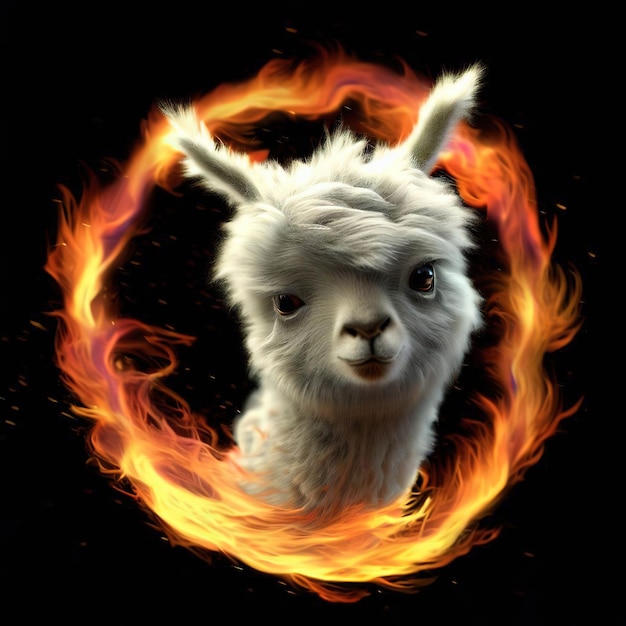 Foto una llama está en un anillo de fuego.