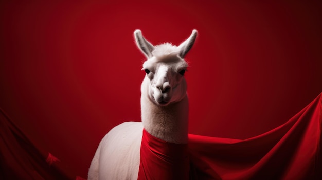 Una llama con una capa