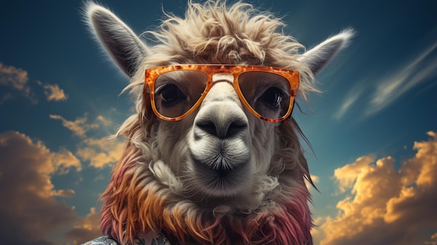 Llama de negócios com óculos de sol