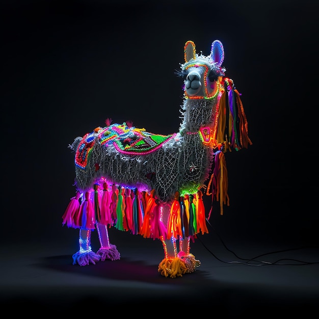 Llama en forma de material de lana semitransparente con arte de fondo de Li blanco Concepto de brillo Y2K