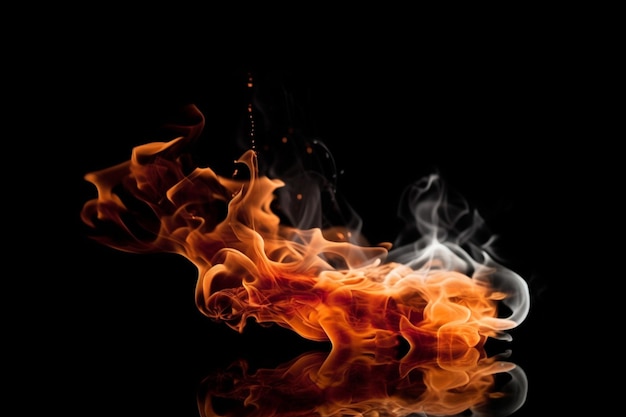 Llama de fuego en fondo negro
