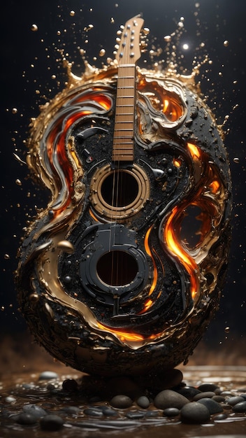 llama de una guitarra acustica