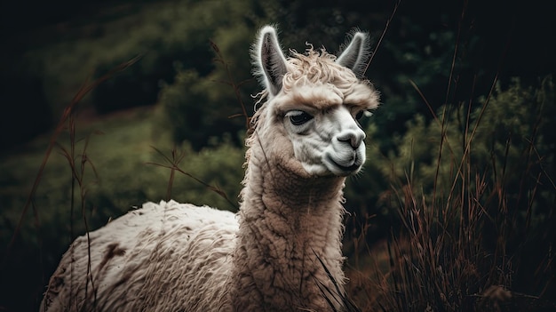 Una llama en la hierba con la palabra llama en el frente.