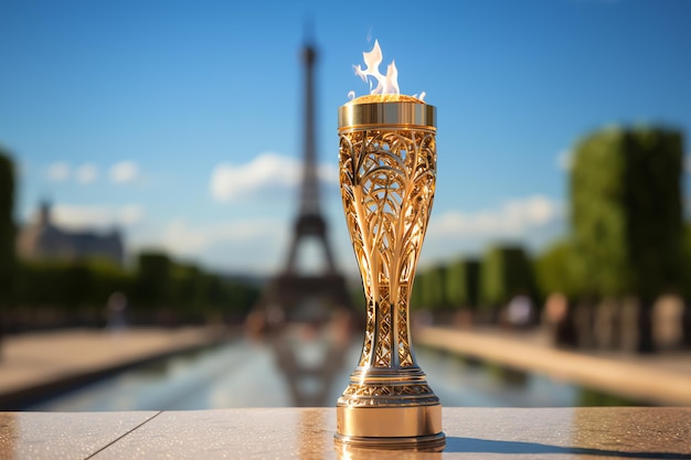 llama olímpica frente a la Torre Eiffel en París imagen generada por IA