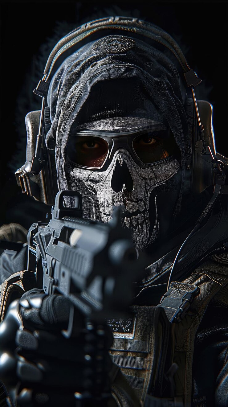 Llamada al deber arma fantasma en la mano Campo de guerra de juegos 4K Ultra HD generado por IA