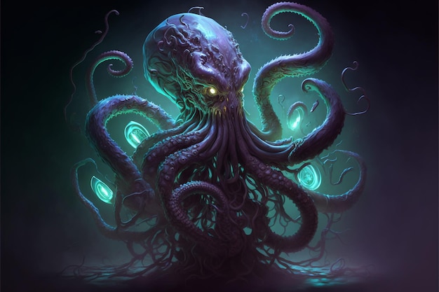 La llamada de cthulhu es un arte digital del artista.