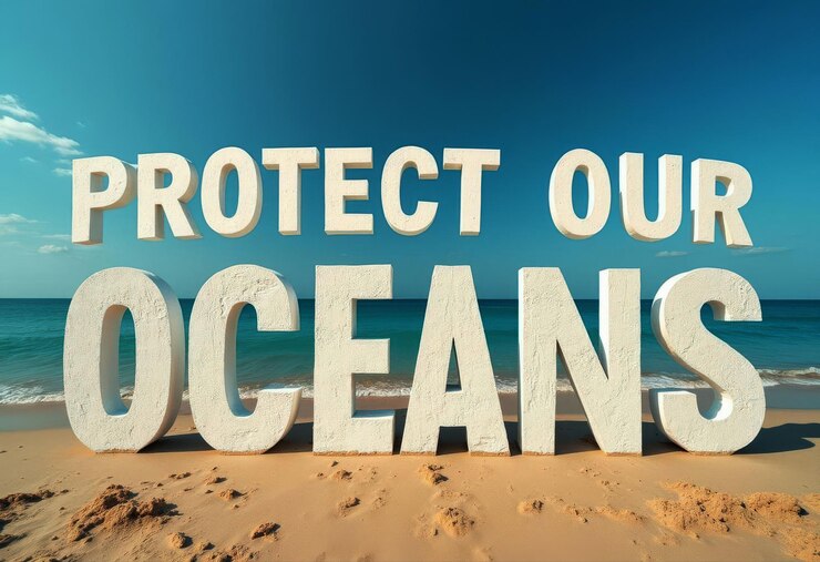 Foto un llamamiento para proteger nuestros océanos y la vida marina en el día mundial del medio ambiente
