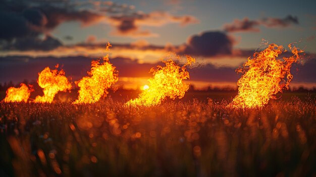 Foto las llamaradas de biogás queman el exceso de gas metano