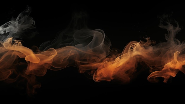 Foto llamas abstractas y humo ardiente sobre un fondo oscuro para la exhibición y exhibición de productos