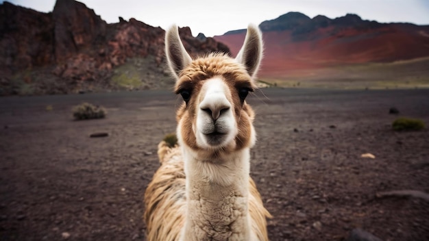 Llamas em áreas remotas da Argentina