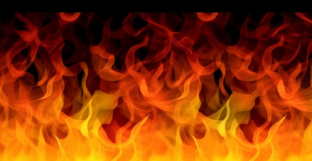 Las llamas están ardiendo en la oscuridad y los colores rojos generativos ai