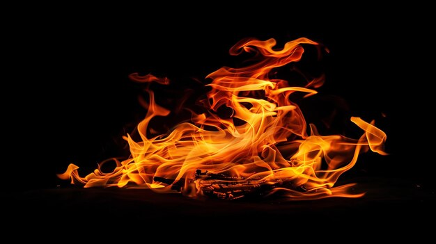 Foto llamas de fuego aisladas sobre un fondo negro