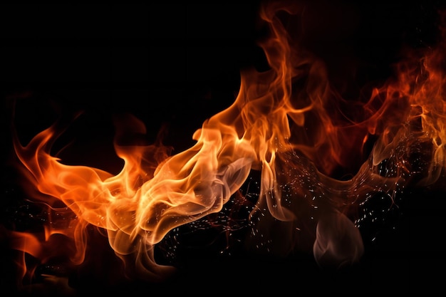 Llamas de fuego en fondo negro Abstracto llama de fuego textura de fondo de llama