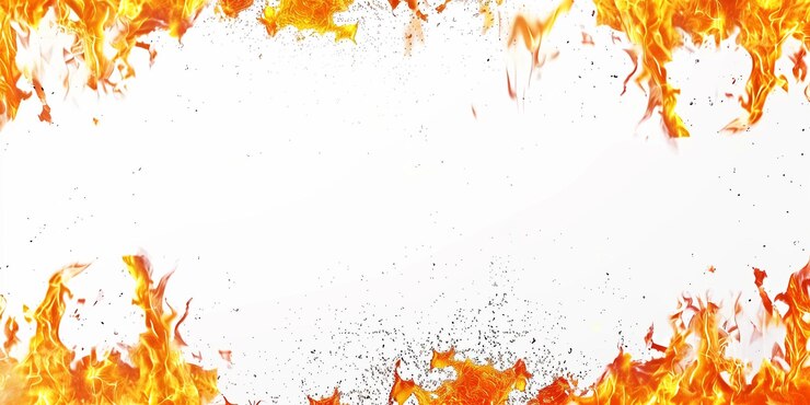 llamas de fuego con un salto de agua y chispas volando en el aire