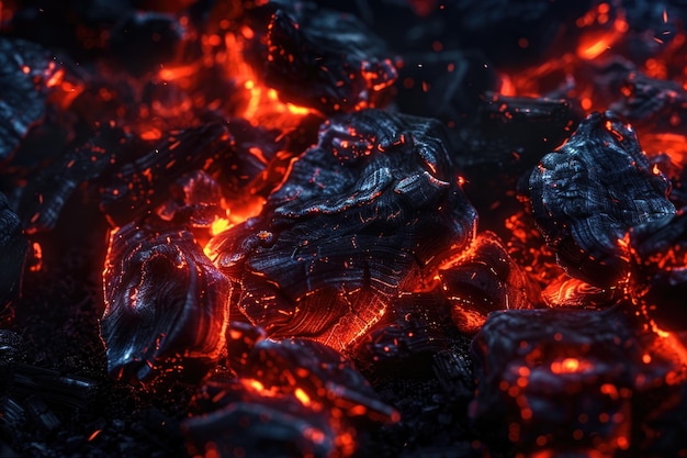 Las llamas de la oscuridad flotan en el aire Carbón de fuego