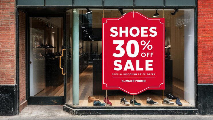 Foto el llamativo cartel de venta 40 30 de descuento en zapatos no puede perder el trato