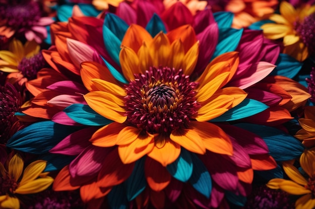Un llamativo fondo floral abstracto con una mezcla de colores audaces y sutiles