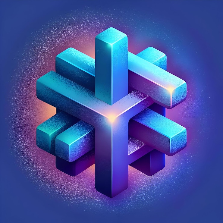 Foto un llamativo icono 3d que representa un símbolo de hashtag renderizado en un vibrante gradiente azul y púrpura