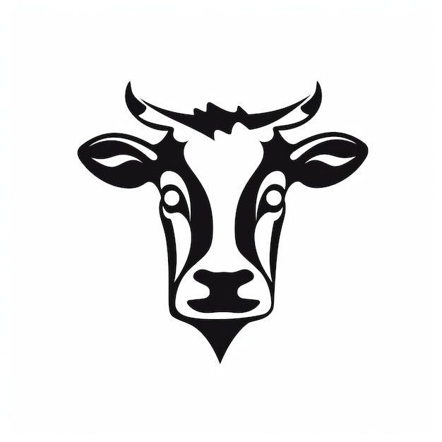 Foto llamativo logotipo de cabeza de vaca sobre fondo blanco