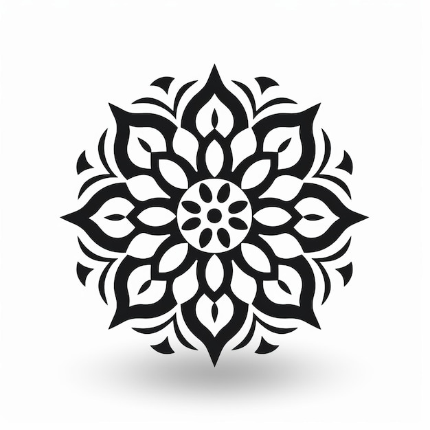 El llamativo logotipo del Mandala con patrones florales en fondo blanco
