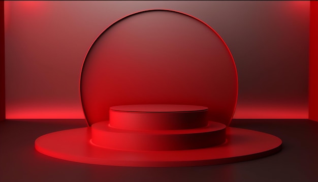 Un llamativo pedestal rojo para mostrar la singularidad de su producto