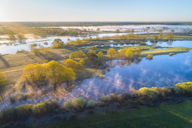 Llanura de inundación del río Prypiac '(Prypiat) por la mañana