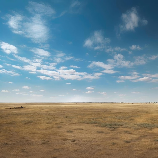 Foto una llanura vasta y abierta con un cielo azul claro sobre su cabeza.