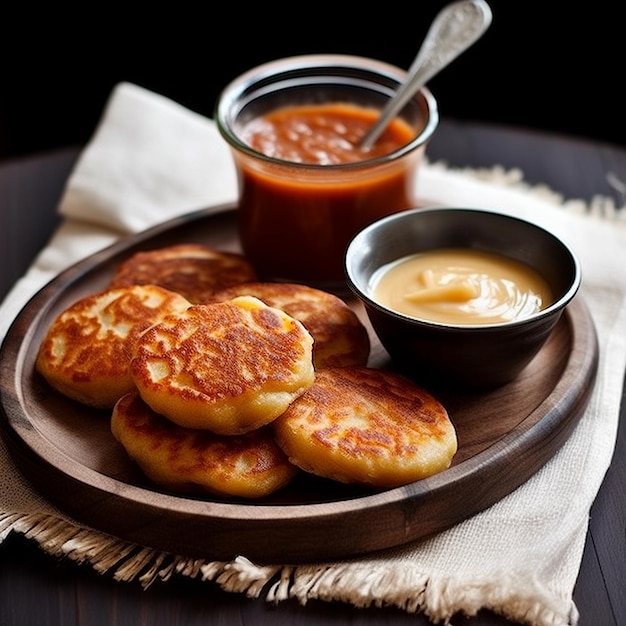 Llapingachos Patatas fritas ecuatorianas con queso y salsa de maní