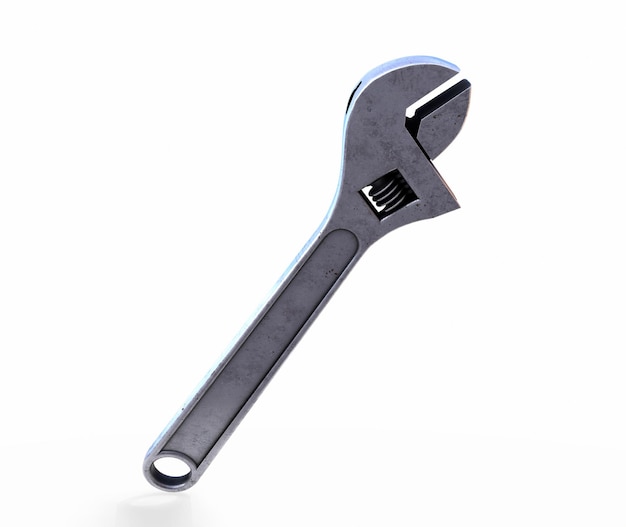 Llave ajustable 3D Render aislado sobre fondo blanco sin sombra