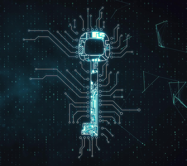 Llave digital de circuito brillante