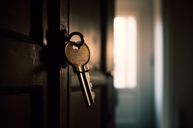 Una llave en la puerta por la noche IA generativa