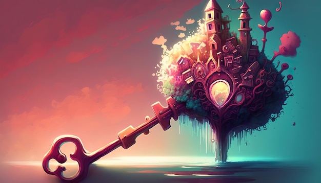 Llaves castillo de ensueño ilustración de fantasía Ilustración creativa Ai Generar