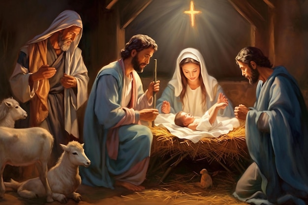 La llegada divina La radiante Navidad de la Natividad del Niño Jesús