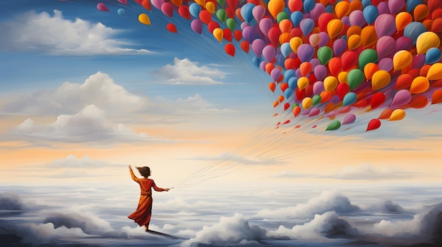 Llévame a casa mis globos de confianza colorido surrealismo