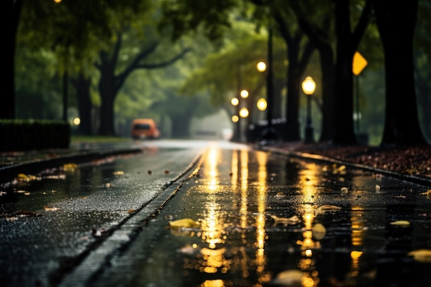 Llovizna Día lluvioso en otoño fondo y papel tapiz IA generativa