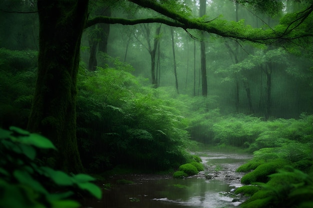 La lluvia en el bosque