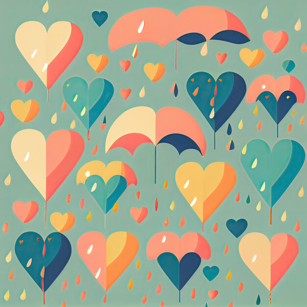 Foto lluvia de corazones fondo sin costuras lluvia corazones patrón fondo aire con amor lloviendo origami h