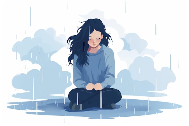 La lluvia de desolación representa el dolor de los adolescentes y el aislamiento en la ilustración