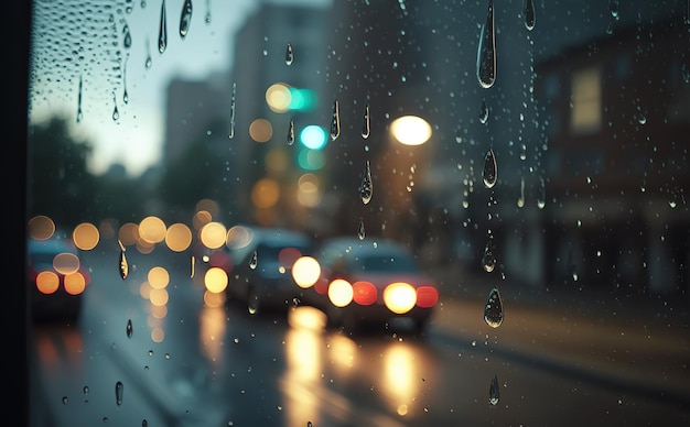 lluvia detrás del cristal de la ventana con efecto de desenfoque