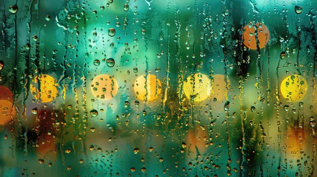 La lluvia húmeda cae por la ventana