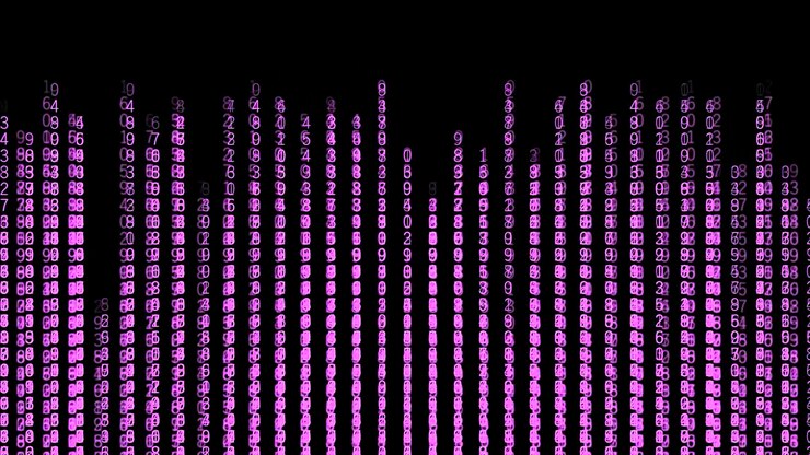 Foto lluvia de números en movimiento de computadora hermoso fondo de hacker con líneas de matriz de números cambiantes